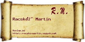 Racskó Martin névjegykártya